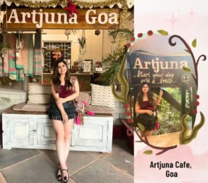 An image of Heena in the Arjuna Cafe, Goa.