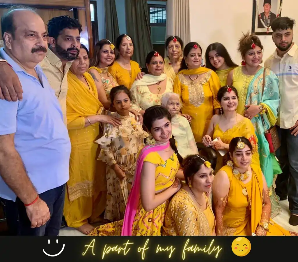 A family picture on sister's Haldi Ceremony