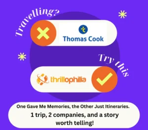 a picture with a cross against Thomas Cook and a tick against Thrillophilia.